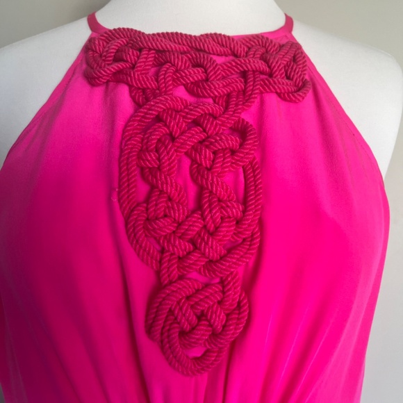 TRINA TURK Silk Rope-Trim Sleeveless Mini Cocktail Summer Party Dress Hot Pink - Picture 8 of 11